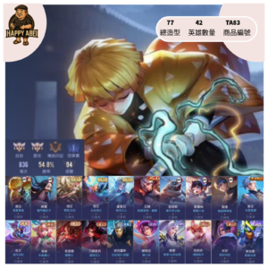 【編號TA83】月付1000元起 主打莫拉善逸綺蘿禰豆子悟空零號等多聯動造型