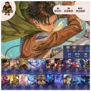 【編號H23】月付400元起 主打里維單造 基德全套 一拳等多巨人造型