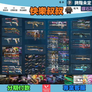【編號UD53】Valorant 特戰英豪 頭期款2200元起 主打絕版冠軍21+23+24套+鳳凰摺扇+VCT爪刀+奧術套+黑波套+惡鬼套+瓷藝套+雙排日套 冠一三四電能晶矽異星靈混沌電玩至尊等造型